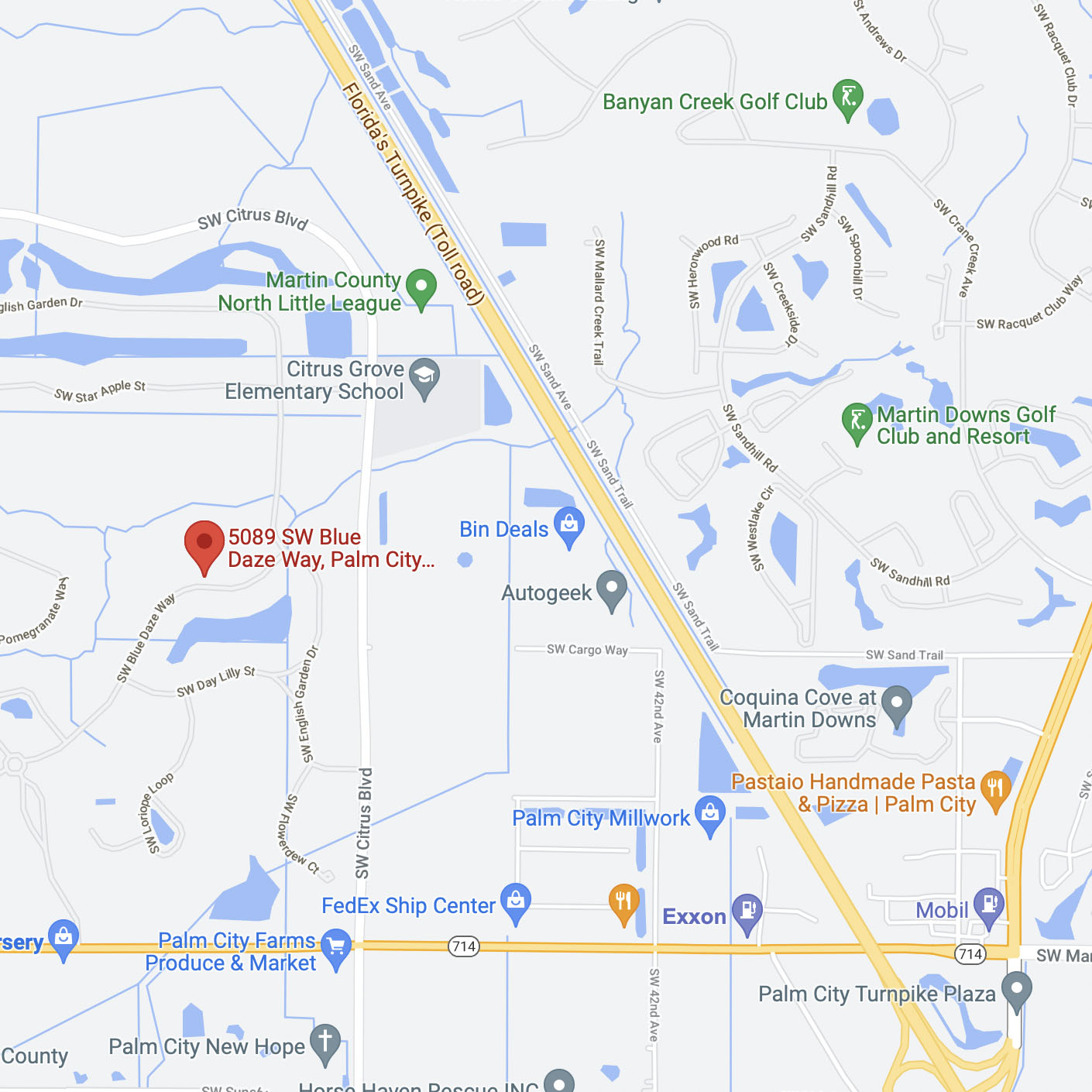 Map of palm city location